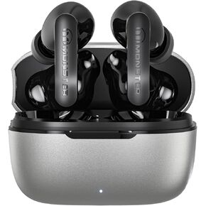 Monster N-Lite Clear Talk Wireless Earbuds Bluetooth 5.3 Headphones, IPX8 Waterproof in-Ear Stereo Earphones 60H Playtime, with Fast Charging for Sport, Bright Silver, MH22107