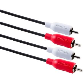 PHILIPS Stereo Audio Cable 4 Pack, 6 Ft. Cable, Connect TV to A/V Components, RCA Connection, Black, SWA3943B/37