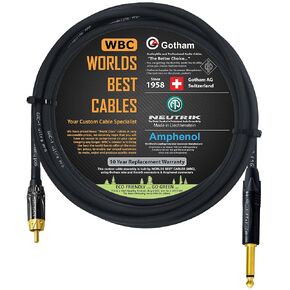 أفضل كابلات في العالمين 10 أقدام-TS إلى RCA-Gotham GAC-1 Ultra Pro Low-Capitance Cable & Neutrik NP2X-B & Amphenol ACPL-CBK Plugs-مخصص مصنوع