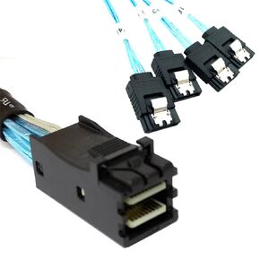xiwai Internal Mini SAS HD SFF-8643 Host to 4 SATA 7pin Target Hard Disk 6Gbps Data Server Raid Cable