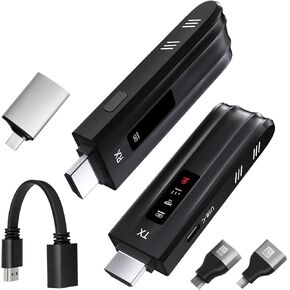 ARICHOMY Wireless HDMl Transmitter and Receiver, Plug & Play Portable Wireless HD Extender HDMl Kit with LED Screen, Support 4K 2.4/5G 165Ft, for Laptop/PC/TVBox/Camera/Projector