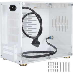 Mini ITX PC Case, 360 Degree Open Type Desktop Gaming Computer Chasssis Acrylic Transparent Computer Hosting Case for Gaming Desktop