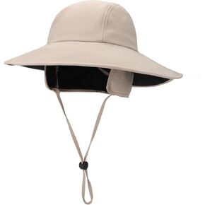 Winter Fishing Hat with Ear Outdoor Warm Fleece Lined Sun Hat UPF50+ UV Protection Waterproof Wide Brim