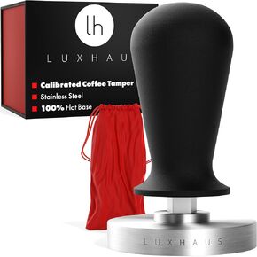 LuxHaus Espresso Tamper - 58mm Calibrated Coffee Tamper for Espresso Machine with Spring Loaded 100% Flat Stainless Steel Base