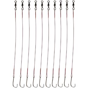 20pcs/Pack Baitholder Fishing Hook with Nylon Coated Fishing Line Fishing Wire Leader with Barrel Swivel and Sharp Hook 3/0 2/0 1/0 1# 2# 4#