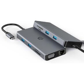 USB C Hub, iTOTU 11-in-1 Adapter with Ethernet, 4K USB C to HDMI, VGA, 2 USB3.0 2 USB2.0, Micro SD/TF Card Reader, Mic/Audio, USB-C Pd 3.0, Compatible for Type C Devices, DC15