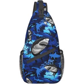 Shark Sling Backpack Chest Bag Crossbody Shoulder Bag Gym Cycling Travel Hiking Daypack For Men Women