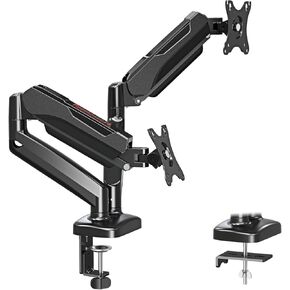 Redragon GMK915 Dual Monitor Mount Stand - Gas Spring Adjustable Arms with VESA 75/100mm, 13-32 Inch Screen Compatibility, C Clamp & Grommet Base, Cable Management, 17.6lbs Load Capacity