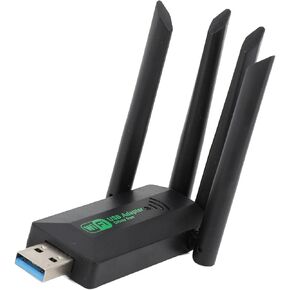 USB Adapter, 1200Mbps Dongle USB 3.0 Dual Band 5G 2.4G, Network Adapter for Desktop Laptop PC, Dual 5dBi Antennas, Supports