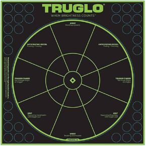 TRUGLO 12X12 Tru-See Handgun Diagnostic Bright Fluorescent Self-Adhesive High-Visible Reactive Splatter Hunting Targets with Increased Target Life, Available in 6 or 50-Pack Options