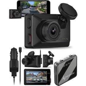 Garmin Dash Cam X310, Compact 4k Ultra HD Touchscreen Dash Cam with a 140-degree Field of View, Built in Clarity Polarizer, GPS, 2.4" Display, Automatic Recording with Wearable4U Power Bank