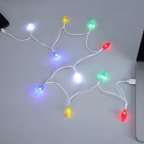 LED Christmas Light iPhone Charger Cord USB C Type C Charging Cable Gift for iPhone 15/15 Plus/15 Pro/15 Pro Max/iPad/Samsung with 10 Lights Christmas Decorations (White 2pcs)