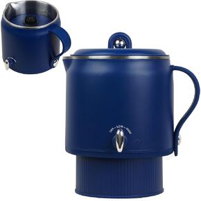 Travel Electric Hot Pot, 800mL Foldable Stainless Steel Electric Kettle, Heating Water and Cooking Noodles, with Dual Power Control, Suitable for Travel, Dormitory, Dark Blue