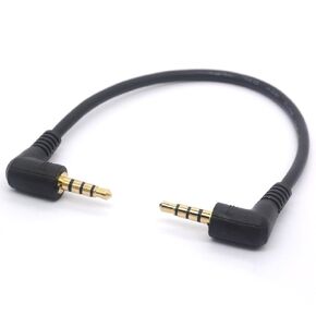 4-Pole 3.5mm Audio Cable Right Angle Male to Male 1/8"" TRRS Stereo Extension Cord for iPhone iPad iPod Android Handsets Smartphone Tablets