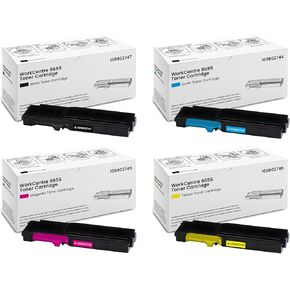 WorkCentre 6655 Toner Cartridge 4-Pack (Black Cyan Magenta Yellow) Remanufactured 106R02745 106R02746 106R02747 106R02744 Replacement for Xerox 6655 Toner Cartridge for WorkCentre 6655 6655i Printer
