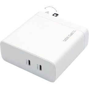 ZeitNah 140W USB-C Charger, 2-Port GaN Power Adapter, Compact and Foldable Fast Charger for MacBook Pro/Air, iPhone 16/15/14, iPad Pro/Air, Galaxy, Moto G, AirPods, and More