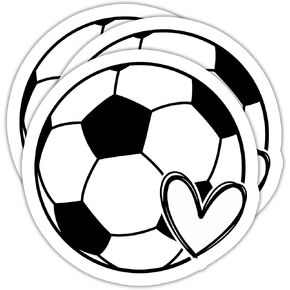 (3PCS) Soccer Ball Sticker with Mini Heart, Soccer Decals, Sport Sticker for Soccer Players, Soccer Fan, Soccer Team– Waterproof Vinyl Decal for Books Laptop Phones Tumblers Water Bottles 3 x 3 Inch