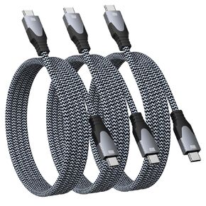 yosou usb c to USB c cable 100w 3ft 3pack USBC إلى USBC نوع الشحن السريع C إلى C Charger Cord Nylon مضفر لـ iPhone 15 Pro Max بالإضافة