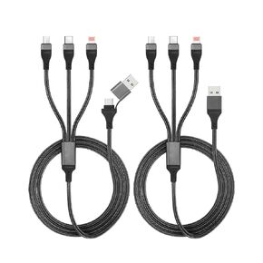 100W Multi Charging Cable, 【2 Pack 3.93FT】 USB C Charger Cable 3 in 2 Charging Cable Nylon Braided Fast Charging Cord with Type-C, Micro USB,IP Port for iPad Pro, MacBook Pro/Air/iPhone15 14 13 12