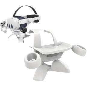VR Stand with Robot Design – Headset Display Holder & Organizer for Meta Quest 2/3, Oculus Quest 2, Rift S, Valve Index, and Controllers (Durable ABS, Easy Assembly, White)