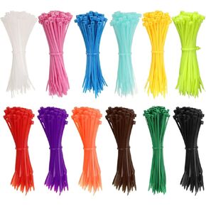 HARFINGTON 1200pcs Cable Zip Ties, Plastic Nylon Ties Wraps Set, 4"/100mm Self-Locking Wire Cord Electrical Management Zip-Ties for Home, Office, Workshop, Outdoor Garden, 20LBS, 12-Color