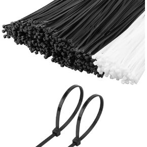 1100pcs 8 بوصة روابط zip 70 رطلا قوة الشد ، 1000pcs سوداء+أبيض 100pcs ، وعلاقات الكابلات المقاومة للأشعة فوق البنفسجية الثقيلة مع ربطات نايلون القفل للذات لخطوط داخلية في الهواء الطلق in Kuwait