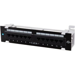 Cat 5e Mini 12-Port Patch Panel with 89D Mounting Bracket
