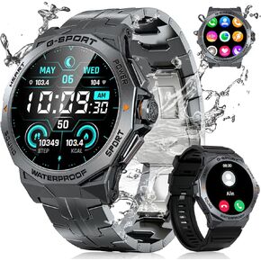 Military Smart Watch for Men with Bluetooth Call, 1.43" AMOLED Screen Smartwatch with Heart Rate/Sleep Monitor, IP68 Waterproof Fitness Tracker with 100+ Sport Modes for iOS Android