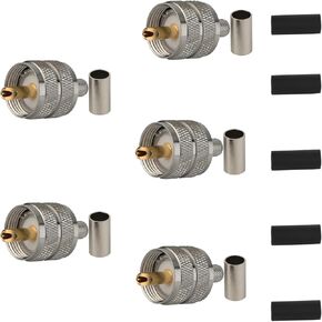 UHF PL259 PL-259 Connector Male Crimp for LMR400 RG8 9913 Cable Compatiable with Ham Radio (UHF Male lmr400 Pack 10)