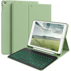 Keyboard Case for iPad 9th/8th/7th Generation(2021/2020/2019) Detachable Wireless Bluetooth Keyboard Case for 10.2 inch iPad 9/8/7 Cover with Pencil Holder Auto Wake/Sleep, Green