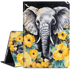 for Microsoft Surface Pro 9 / Pro 9 5G 2022 Case 13 Inch, Adjustable Stand Back Shockproof Rugged Protection Smart Tablet Cover Compatible w/Type Cover Keyboard, Flower Elephant
