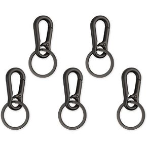 DS. DISTINCTIVE STYLE Carabiner Clip Keyring Stainless Steel Keychain with Snap Hook Quick Release Key Rings (2.9 in - Black)