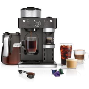 Ninja Espresso & Coffee Barista System, Single-Serve Coffee & Nespresso Capsule Compatible, 12-Cup Carafe, Built-in Frother, Black and Stainless Steel, CFN601C (Canadian Version)