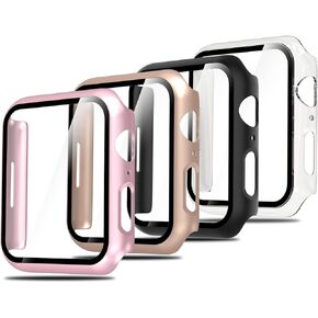Simpeak 4-Color Screen Protector Case Compatible with Apple Watch Series 9 8 7 41mm, HD Clear, Full Protection Bumper Case Cover Compatible with iWatch 7 8 9 41mm, Black,Clear, Rose Gold, Rose Pink