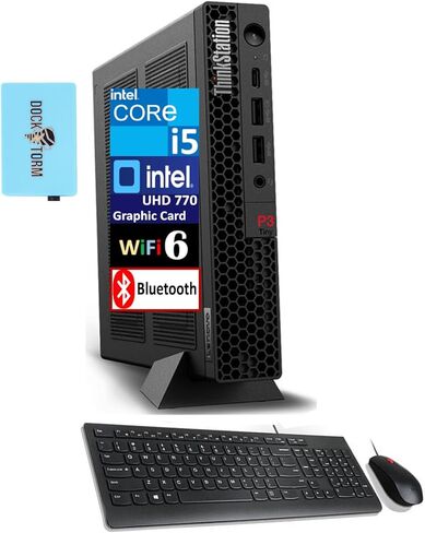 Lenovo ThinkStation P3 Tiny Workstation Mini Desktop (14-Core Intel I5-13500 VPRO ، 16GB DDR5 ، 1TB PCIe SSD ، WiFi 6 ، Bluetooth 5.2 ، RJ-45 ، Win 10 Pro) w/USB Keyboard ، USB Mouse ، & DKZ Hub in Kuwait