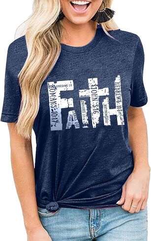 قمصان إيمانية للنساء من آية الكتاب المقدس، تي شيرت برسومات مسيحية، قمصان دينية قديمة، قمصان كاجوال in Kuwait