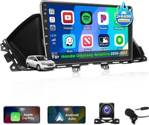 2+64g inefala لـ Honda Odyssey 2010-2017 Android Car Radio Stereo مع Carplay Android Auto ، شاشة لمس عالية الدقة مع GPS WiFi Bluetooth FM/RDS EQ SWC 26UI كاميرا كاميرا احتياطية in Saudi Arabia