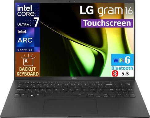 LG GRAM Ultra Thin & Light Intel Evo Edition Laptop 16.0 "شاشة تعمل باللمس IPS WQXGA (Intel Ultra 7-155H ، 32GB LPDDR5X ، 2x1TB PCIE SSD (2TB) in Kuwait