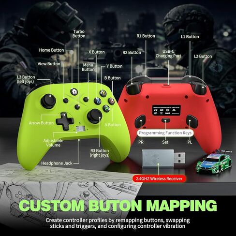 GAMROMBO 2PACK 2.4G وحدة تحكم لاسلكية متوافقة مع Xbox Series X/S/Xbox One/Xbox One S/One X ، الكمبيوتر الشخصي مع Turbo/Marco/Vibration/3.5 مم مقبس سماعة الرأس in Kuwait