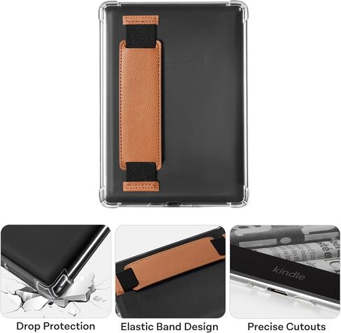 Cobak & Hand Strap Case Case لـ Kindle Paperwhite 12th Gen 2024 (7 ") و kindle Colorsoft Signature Edition (7")-غطاء خلفي خفيف الوزن ومقاوم للخدش in Kuwait