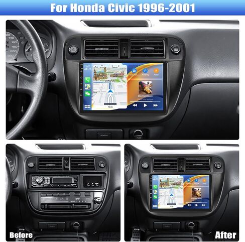 [2+64g] Amprime Android 13 Car Stereo لـ Honda Civic 1996-2001 مع Carplay و Android Auto ، 9 بوصة اللمسات اللمسة الشاشة مع Radio FM/RDS Hifi EQ WiFi GPS Dual USB+كاميرا احتياطية in Kuwait
