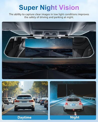 Podofo Mirror Dash Cam for Cars,7" Rear View Mirror 1080P Front and Rear View Dual Cameras,Super Night Vision,Parking Assistance,Loop Recording,Motion Detection,Waterproof Backup Camera for Cars+64G in Kuwait