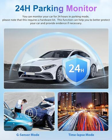 Podofo Mirror Dash Cam for Cars,7" Rear View Mirror 1080P Front and Rear View Dual Cameras,Super Night Vision,Parking Assistance,Loop Recording,Motion Detection,Waterproof Backup Camera for Cars+64G in Kuwait