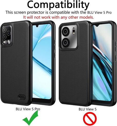 JOKITA for BLU View 5 Pro B170D Phone Case with Tempered Glass Screen Protector,Shock-Absorption Flexible TPU Rubber Protective Cell Cover (Black) in Saudi Arabia