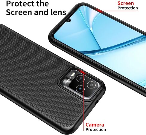 JOKITA for BLU View 5 Pro B170D Phone Case with Tempered Glass Screen Protector,Shock-Absorption Flexible TPU Rubber Protective Cell Cover (Black) in Saudi Arabia