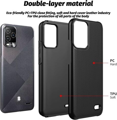 JOKITA for BLU View 5 Pro B170D Phone Case with Tempered Glass Screen Protector,Shock-Absorption Flexible TPU Rubber Protective Cell Cover (Black) in Saudi Arabia