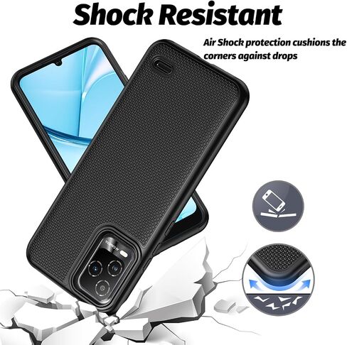 JOKITA for BLU View 5 Pro B170D Phone Case with Tempered Glass Screen Protector,Shock-Absorption Flexible TPU Rubber Protective Cell Cover (Black) in Saudi Arabia