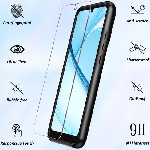 JOKITA for BLU View 5 Pro B170D Phone Case with Tempered Glass Screen Protector,Shock-Absorption Flexible TPU Rubber Protective Cell Cover (Black) in Saudi Arabia