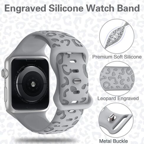 الفهدات المنقوشة الفهد لفرقة Apple Watch 40mm 38mm 41mm 42mm 44mm 45mm 46mm 49 مم من الرجال ، والفهد الرياضي حزام معصم ماء لسلسلة Iwatch Series 10 9 8 7 6 SE 5 4 3 2 1 ultra in Saudi Arabia