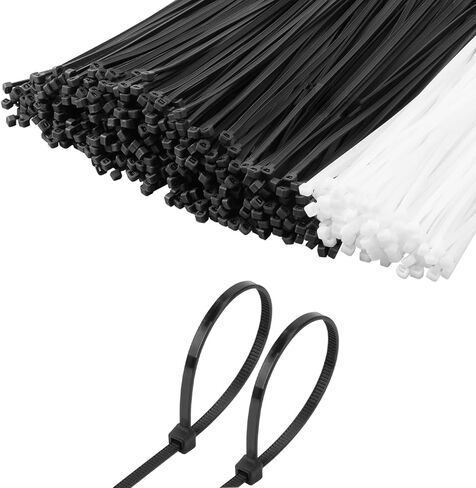 1100pcs 8 بوصة روابط zip 70 رطلا قوة الشد ، 1000pcs سوداء+أبيض 100pcs ، وعلاقات الكابلات المقاومة للأشعة فوق البنفسجية الثقيلة مع ربطات نايلون القفل للذات لخطوط داخلية في الهواء الطلق in Kuwait